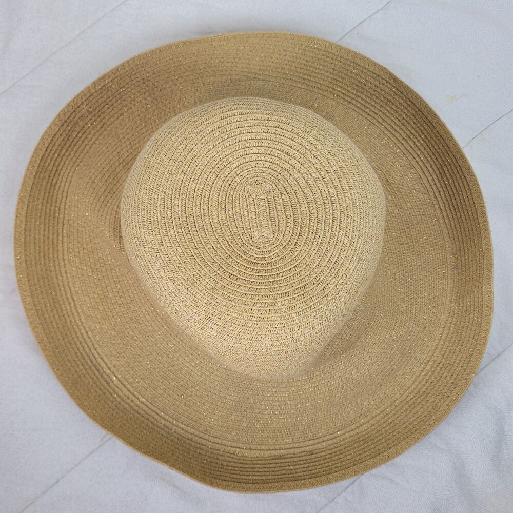 Capelli Straworld Women’s Sun Hat Floppy Metallic Tan Summer Beach Fun Travel - Picture 3 of 7
